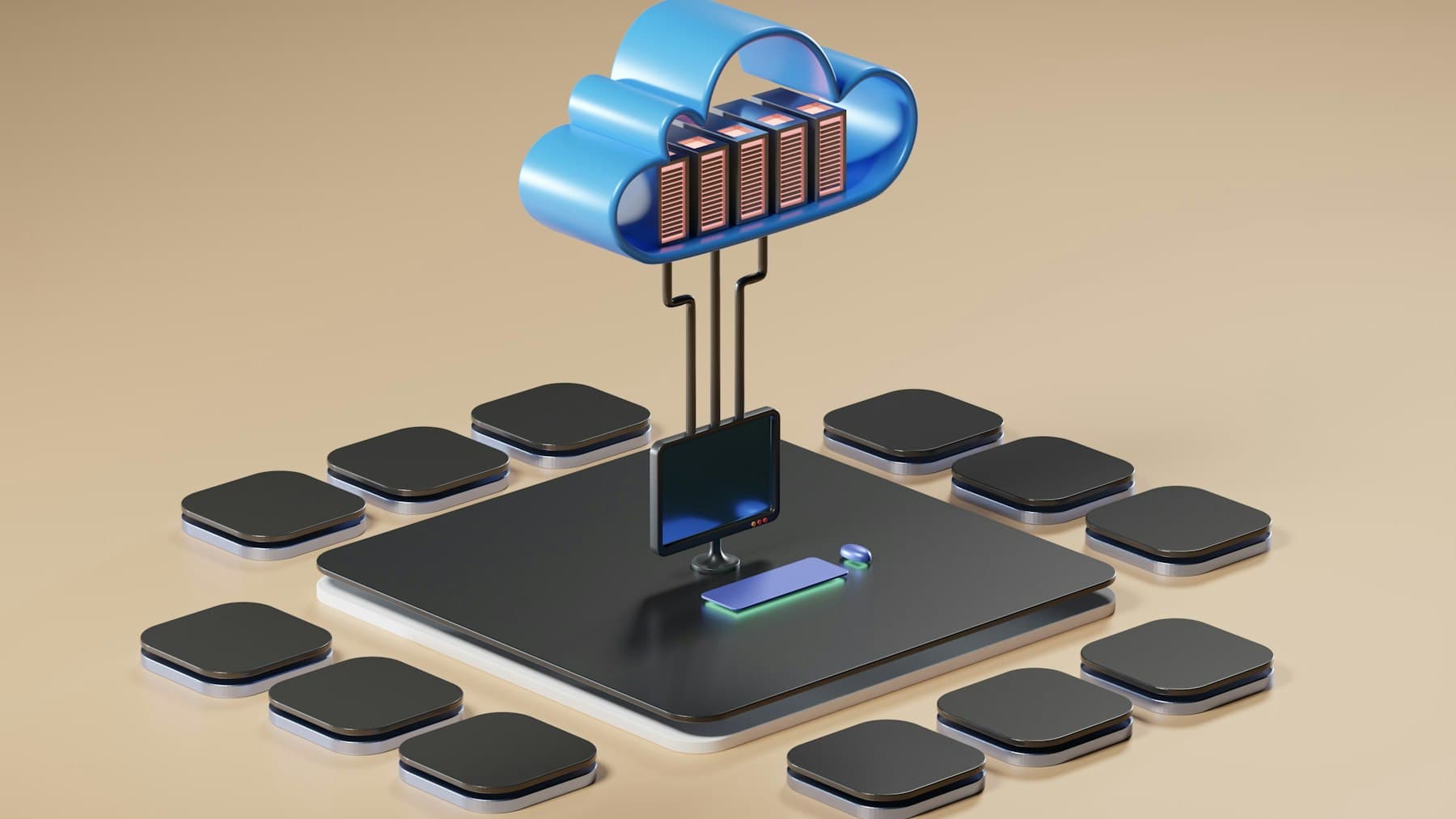 3D-Darstellung von Cloud Computing – Microsoft Azure Administration (AZ-104)